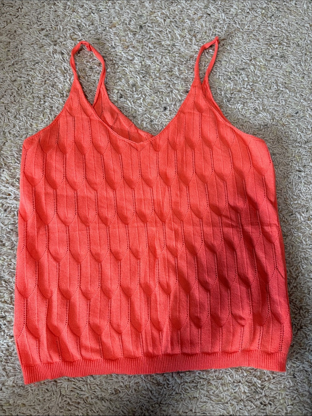 Sleeveless Knit V-Neck Tank Top - Coral